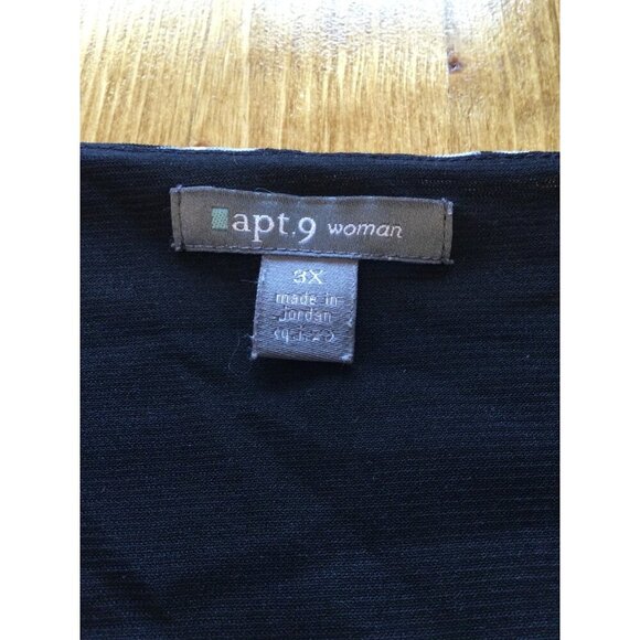 Womens 3X Black Gray Paisley Long-Sleeve Babydoll Top Blouse Twist Front - Picture 5 of 9